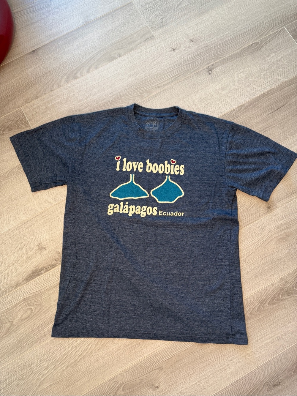 I Love Boobies Galapagos Ecuador Blue Footed Booby Graphic Tee L